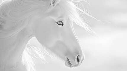 Naklejka premium Elegance of the Majestic White Horse: Stunning Portraits and Close-Up Photography