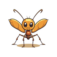 Fototapeta premium Colorful cartoon ant with big eyes and cheerful expression in a playful style