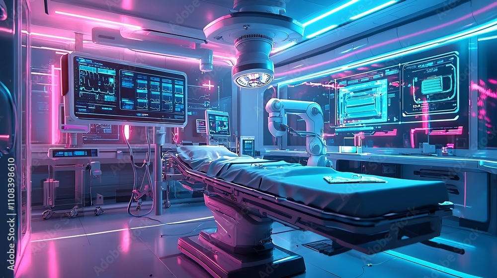 Aufkleber cutting edge ai driven healthcare system featuring robotic surgical devices and holographic diagnost