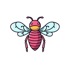 Obraz premium Colorful bee illustration with pink body and blue wings in playful design for children