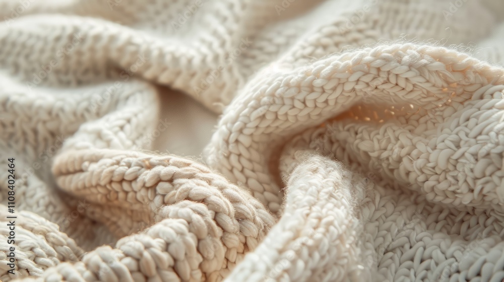 Poster a knitted blanket with a white background. the blanket is made of wool and has a soft texture