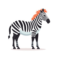 Obraz premium Colorful zebra standing confidently against a plain background showcasing distinctive stripes
