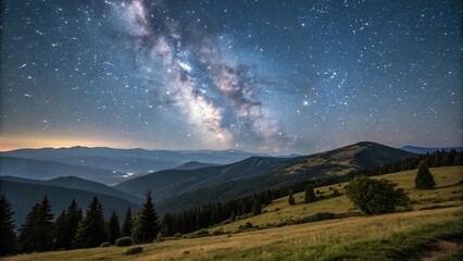Astronomical wonder of bright stars and Milky Way in Ukrainian Carpathian Mountains, universe, Milky Way, celestial objects