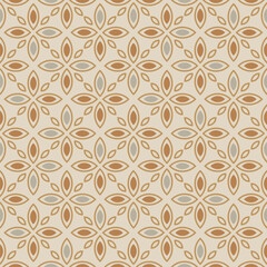 Fototapeta premium Seamless Gold Geometric Retro Damask Pattern On Ivory Background
