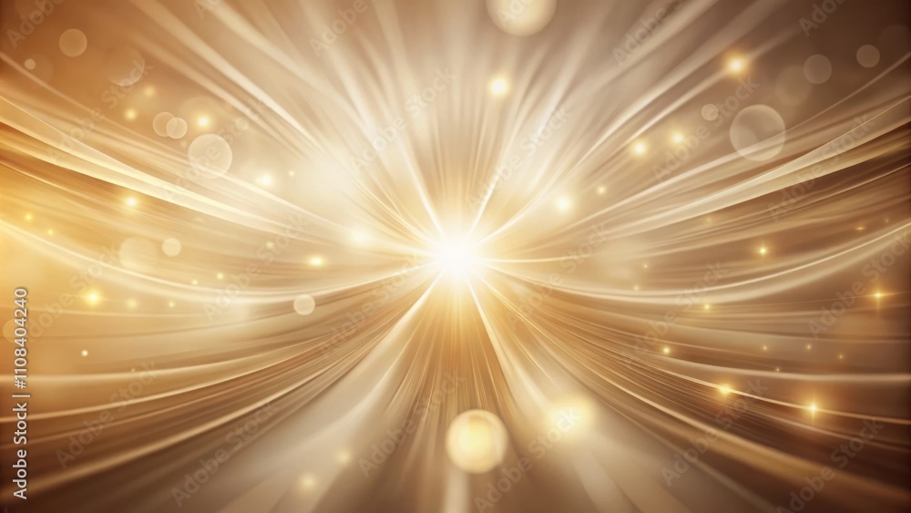 Poster Abstract Golden Background with Glowing Lines and Bokeh Lights