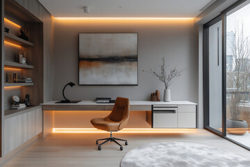 Eye-level shot of a minimalist IT conference room_0057