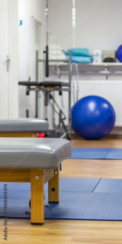 Poster uncluttered background in a physiotherapy environment ideal for text insertion.