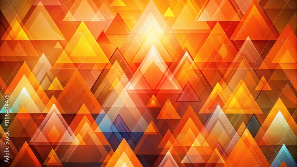Poster abstract geometric pattern of overlapping orange, yellow, and white triangles