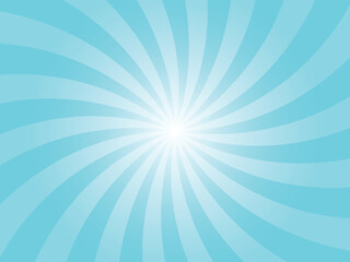 Abstract Blue Background with Rays Retro Starburst Rays. Cyan Turquoise Sunburst Background Vector Illustration Pattern Beam Rays. Spiral Radial Striped Backdrop. Vector Illustration.