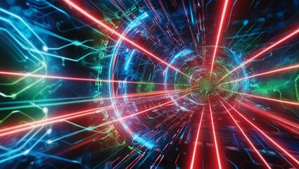 Obraz premium digital fiber high-tech concept with an abstract technology background and high-speed line