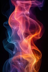 Obraz premium Colorful abstract design featuring flowing, vibrant waves on a dark background