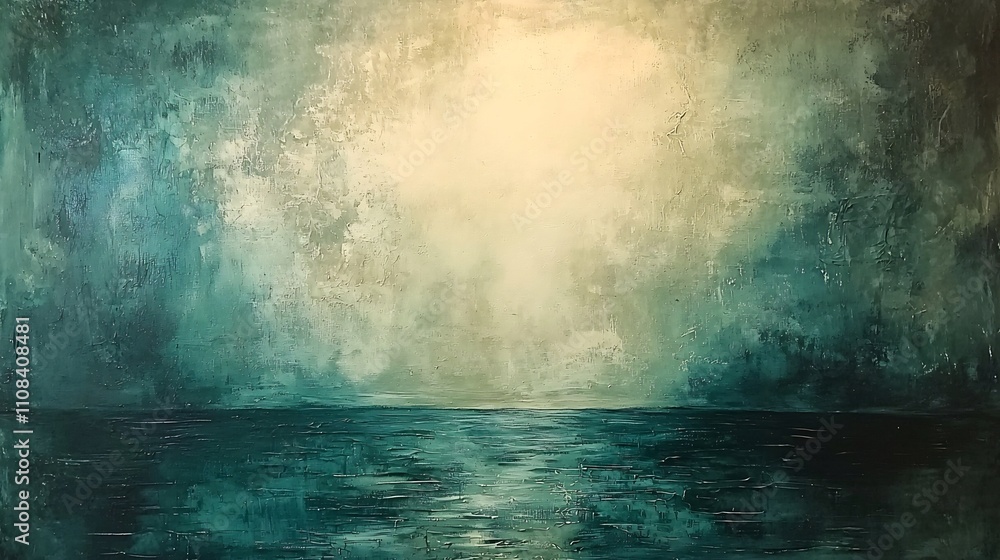 Poster serene and calming digital abstract artwork with rippling water textures and a muted color palette o