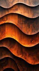 Elegant geometric wood pattern with smooth brown waves and abstract design elements