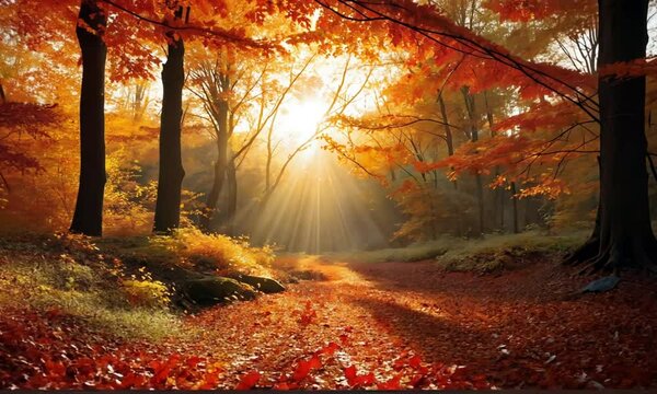 Aerial View Of Forest With Autumn Leaves