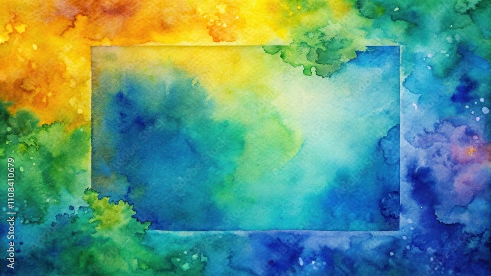 Aufkleber Abstract Watercolor Background with a Rectangular Frame for Text, Design, or Images