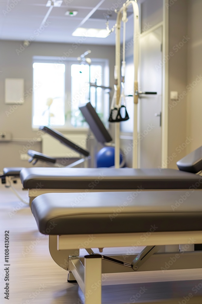 Poster clean backdrop in a physiotherapy session suitable for adding clinic information.