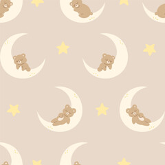 Seamless pattern good night bear