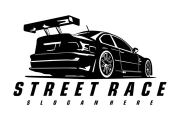 street race car logo design concept vector	
