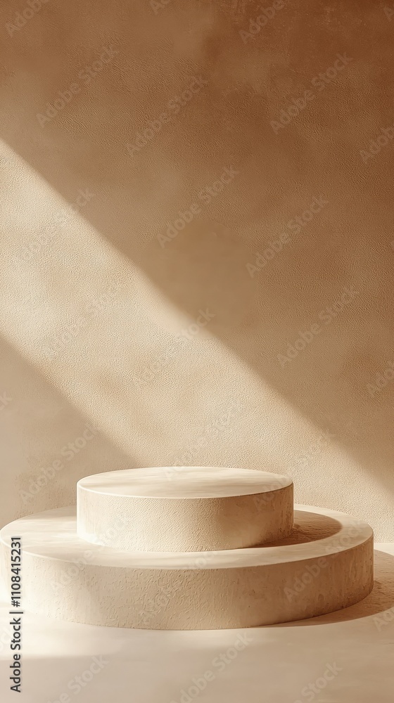 Poster warm beige minimalistic background featuring subtle circular shapes with soft lighting for creative 