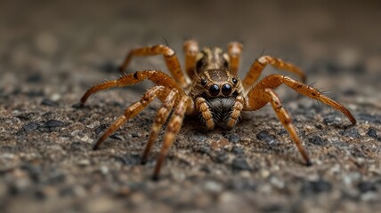 Here's a possible  and keyword list for your image.. Close-up of a brown spider on a textured surface.