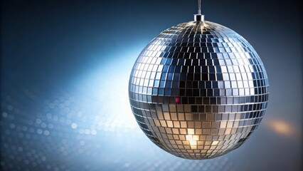 Obraz premium Silver disco mirror ball isolated on background, disco ball, silver, reflection, dance, party, decoration