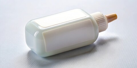 Close up of glue bottle with white label, glue, bottle, adhesive, school supplies, office supplies, clear container, white label