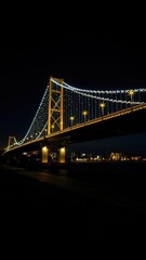 Fototapeta premium Long exposure shot of a bridge at night with Christmas lights creating colorful light trails, night, light trails