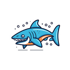 Obraz premium Colorful cartoon shark swimming in the ocean
