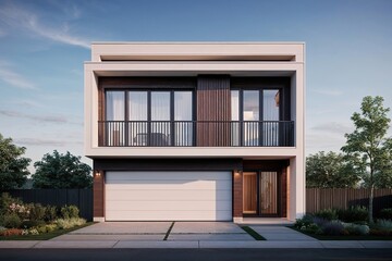 Fototapeta premium Stylish Modern Penthouse Facade Design on White Background