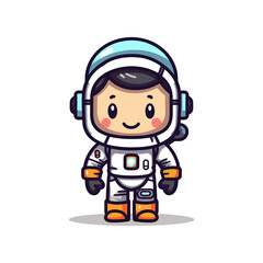 Fototapeta premium Adorable astronaut on white backdrop
