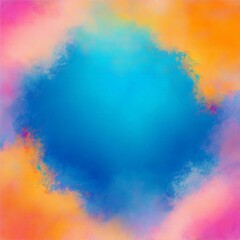 Obraz premium blue watercolor paint background design with colorful orange pink borders and bright center