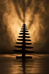 Obraz premium A tree is lit up in a dark room. The light is on the tree