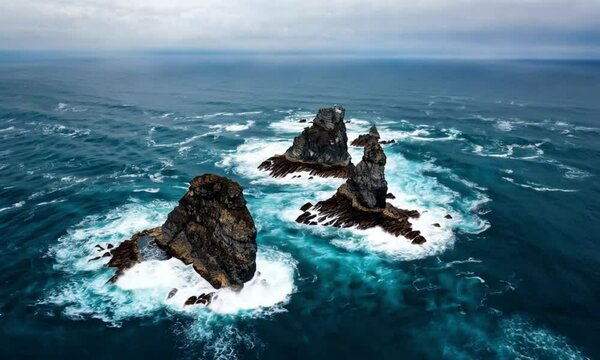 Rocky Coastline Captured in Aerial View