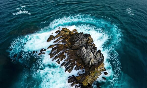 Rugged Cliffside Meeting Ocean Waves