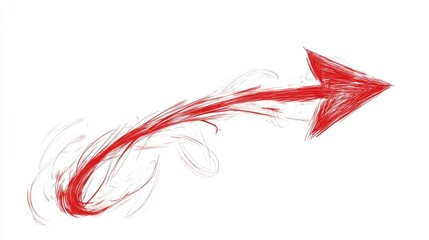 Obraz premium A dynamic red arrow indicating direction or movement.
