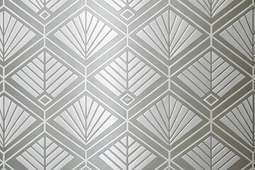 Sophisticated silver abstract pattern featuring stylized geometric shapes and clean lines, clean lines, stylish, sophisticated