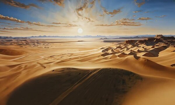 Wide Desert Landscape With Dune Shadows