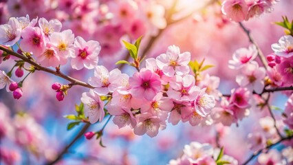 Obraz premium Flowers blooming on a tree in full spring bloom , spring, big, flowers, blossom, tree, nature, season, fresh, colorful
