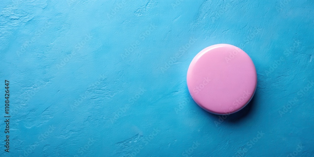 Aufkleber A single pink circle rests on a blue textured surface, providing a simple yet visually appealing composition.