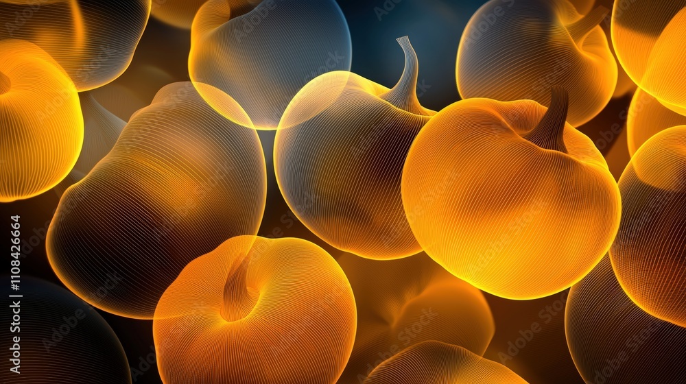 Poster a cluster of pumpkin outlines in varying sizes, overlapping to create a layered composition.