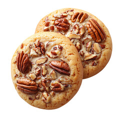Tasty Butter Pecan  Cookies Isolated On Transparent Background 

