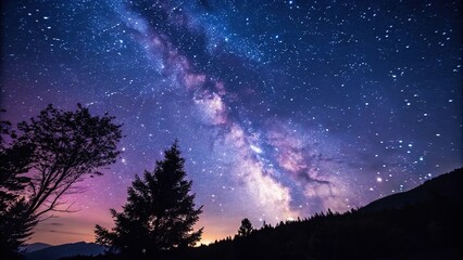 Vibrant stars against a backdrop of deep indigo and purple, stardust, space