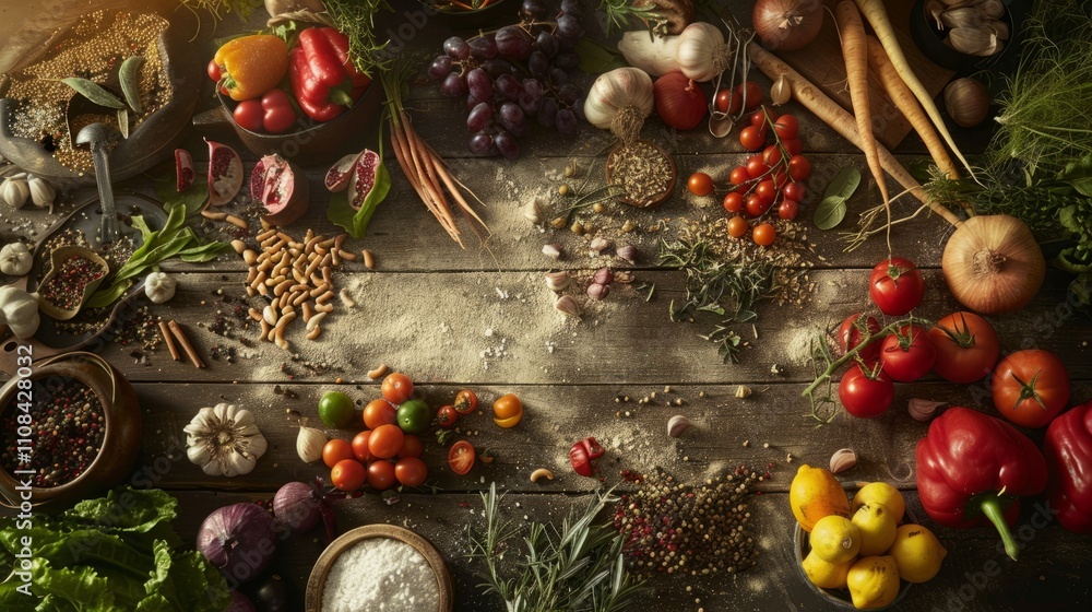 Poster symbolic conceptual design capturing the elemental qualities of a meal, from earth to table