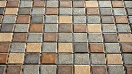 A repeating pattern of textured squares in various shades of brown, beige, and grey creates a visual symphony of earthy tones.