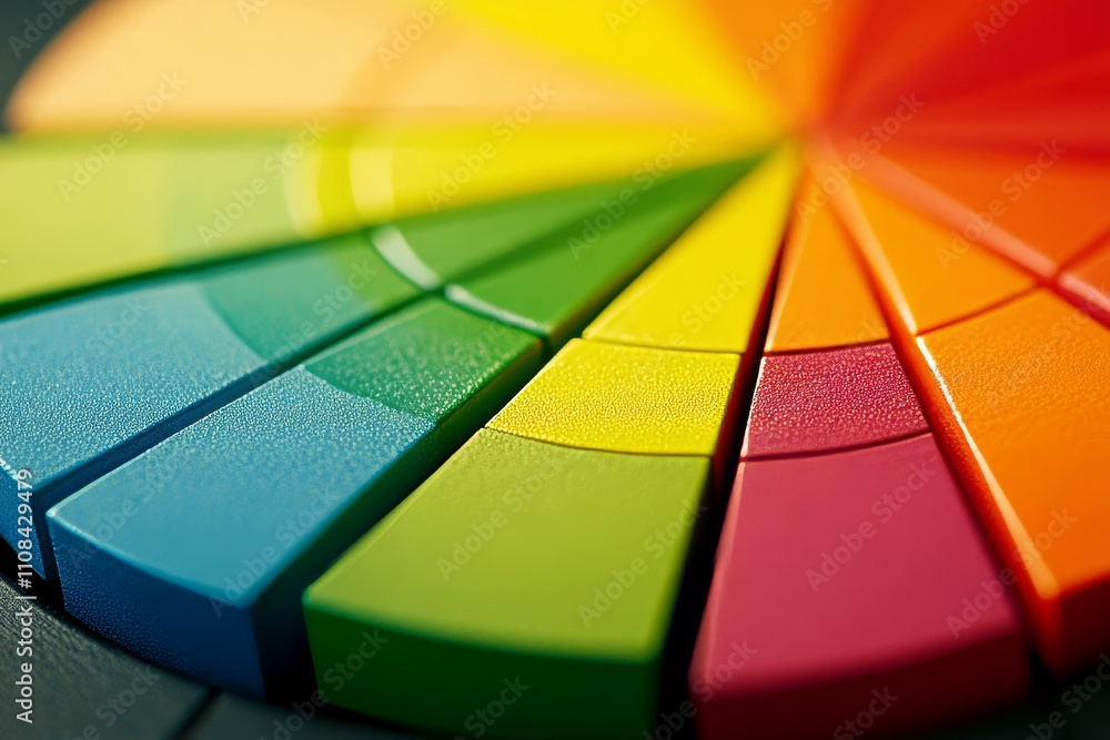 Poster close-up of a colorful wheel displaying a spectrum of vibrant hues, perfect for design and art inspi