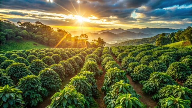 Aerial View Robusta Coffee Beans Dak Lak Vietnam Plantation Harvest Drone Photography
