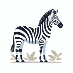 Obraz premium Zebra among plants in flat design
