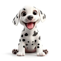 Fototapeta premium Playful Dalmatian Puppy Isolated on a White Background Perfect for Pet-Themed Designs, Advertisements, and Creative Projects Featuring a Happy Expression