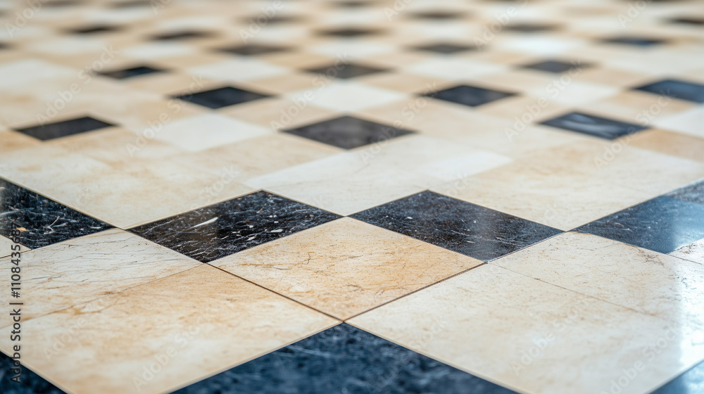 Poster checkered medium size chess perspective floor black and white chessboard texture pattern surface iso