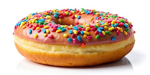 Delicious Donut with Colorful Sprinkles Isolated on White Background - Sweet Treat, Dessert, Pastry, Bakery, Food Photography, Gourmet Snack, Tasty Indulgence, Sweets, Treat Yourself